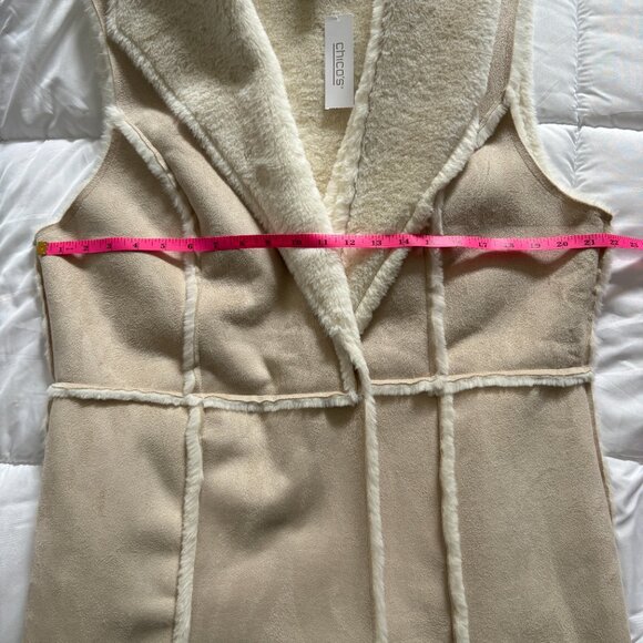 Chico's Faux Suede Vest Women's Beige Open Front Soft Lining Size 3 XL NWT - Picture 5 of 7